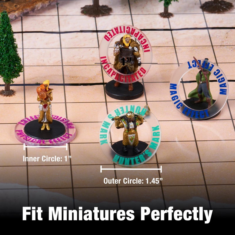 TIDYBOSS 96 PCS Status Effects Markers | DND Figures Acrylic 24 Conditions Rings | DND Accessories for RPG Like Dungeons & Dragons 5th Edition & Pathfinder Perfect DND Gifts Tokens - Image 3